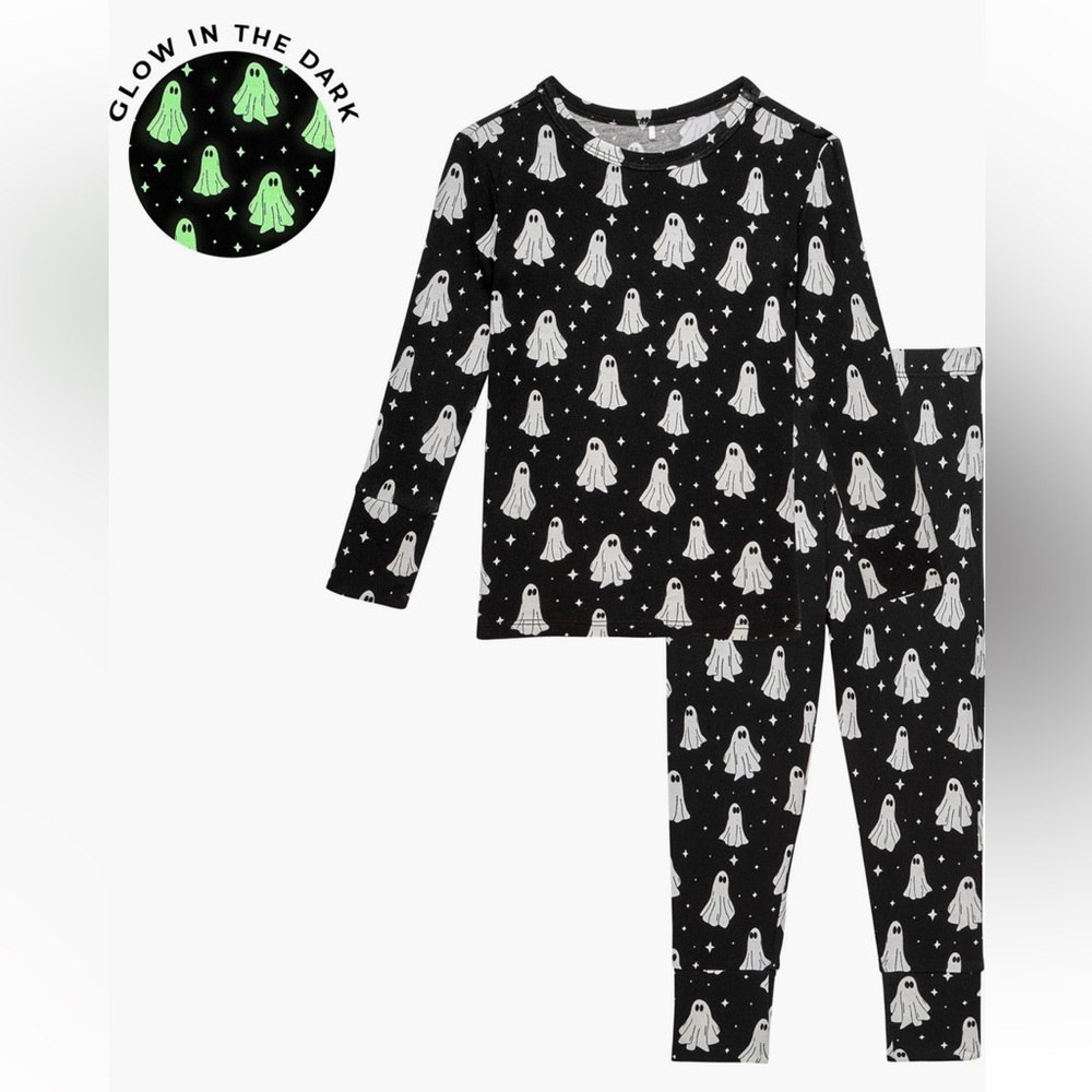 BNWT Posh Peanut - Ghostly 👻 Two Piece Pajamas - Glow in the Dark - 3-4T